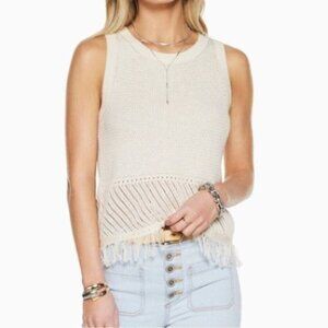 Ramy Brook Raven Fringe Knit Tank Top in Linen NWT
